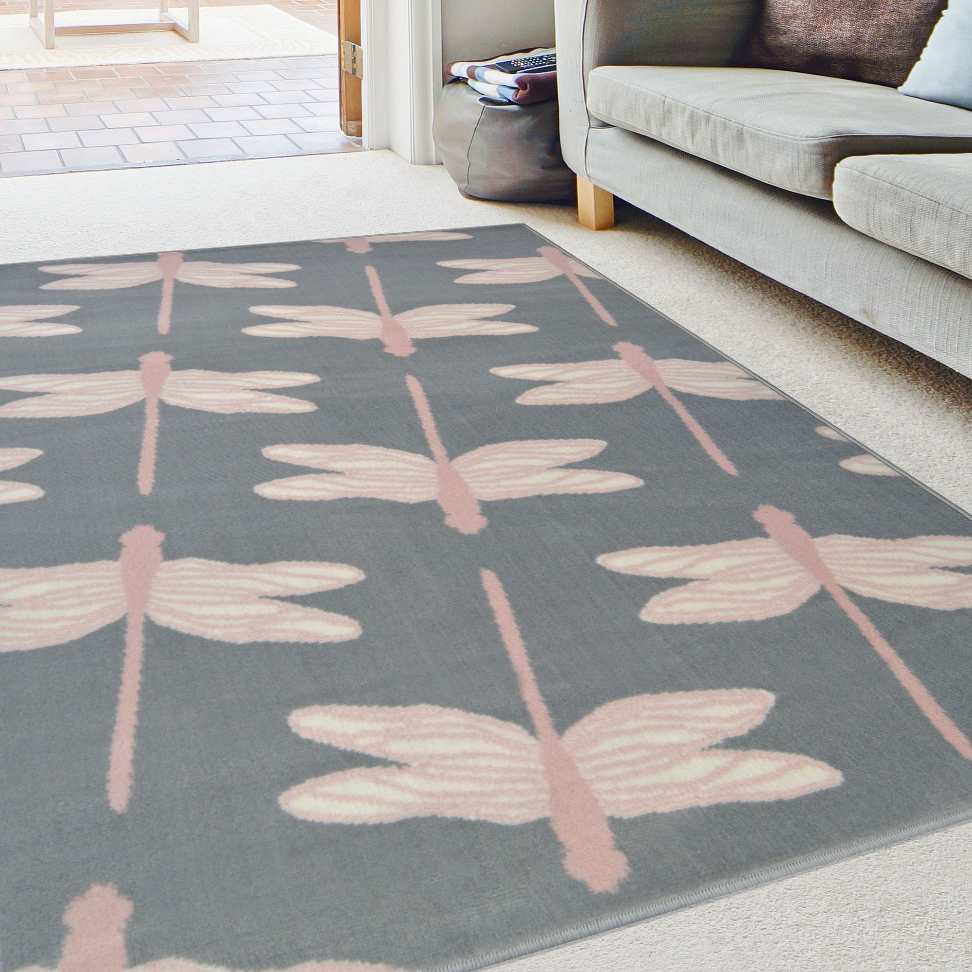 Maestro Dragonfly Modern Rugs In Silver Grey